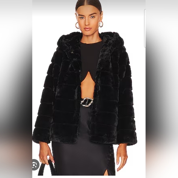 Laundry By Shelli Segal Jackets & Blazers - LAUNDRY BY SHELLI SEGAL FAUX FUR BLACK COAT With HOOD  SIZE XS